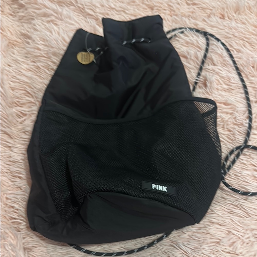 PINK Victoria's Secret Black Drawstring Bag